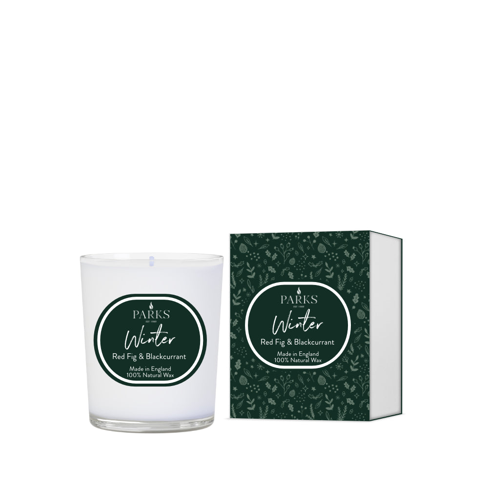 Parks candle and packaging on a white background